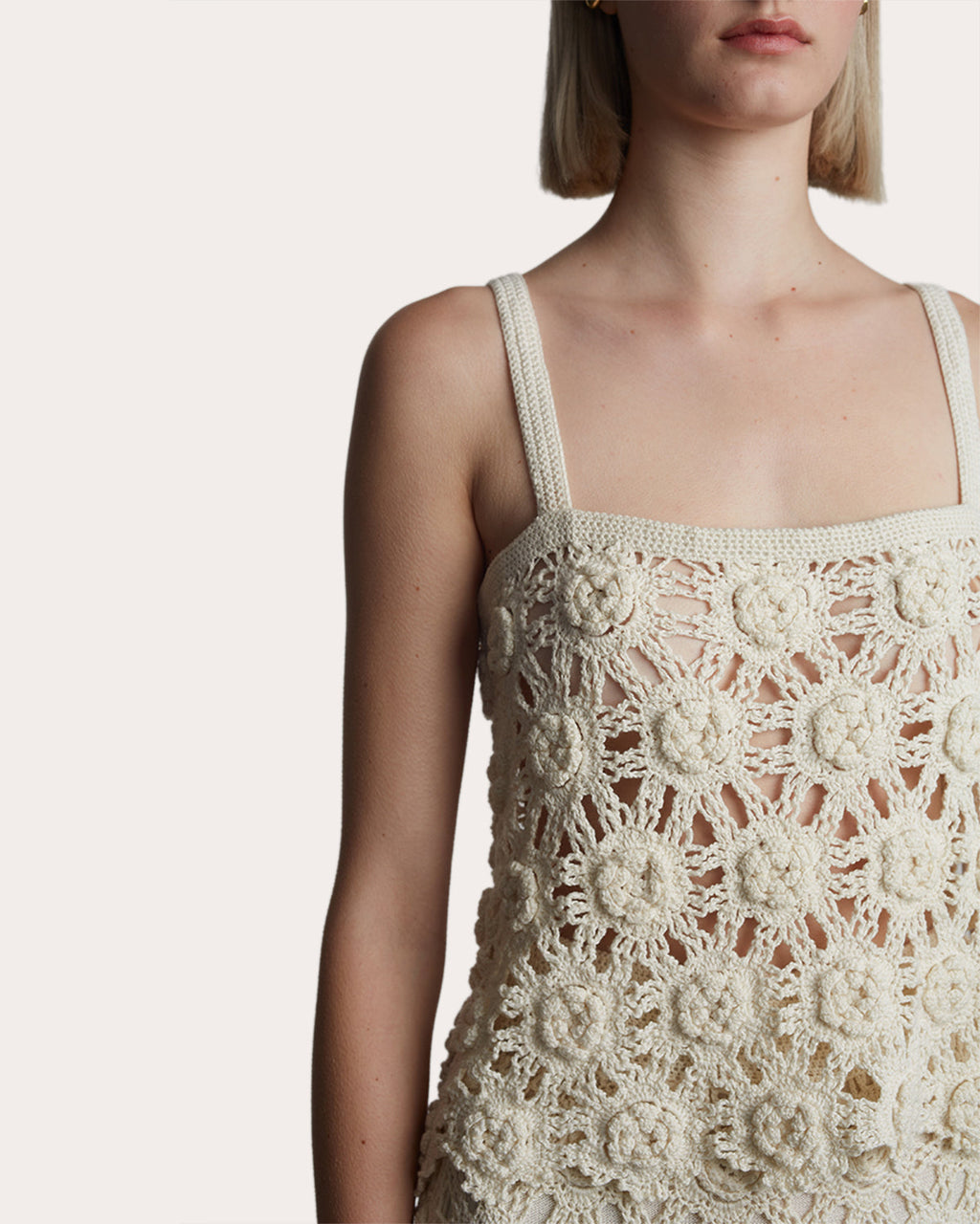 Mila Floral Cotton Crochet Knit Top