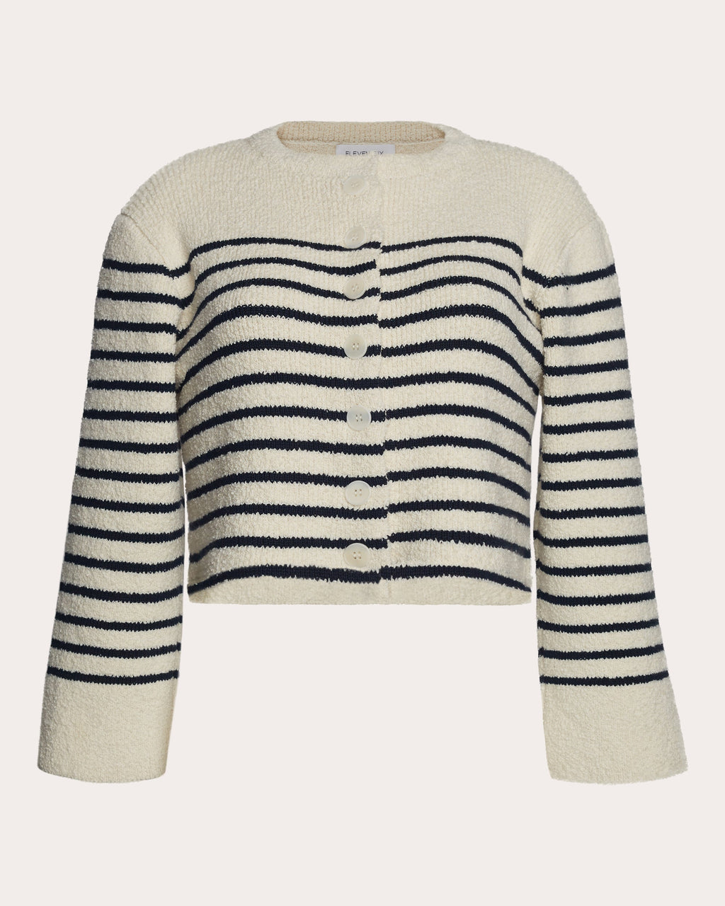 Faye Striped Cotton Bouclé-Knit Cardigan