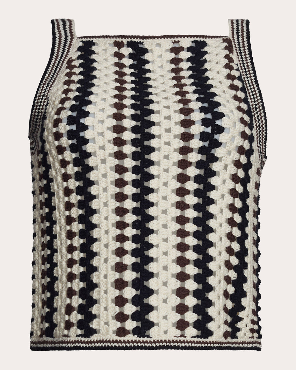 Kerry Striped Cotton Crochet Knit Top