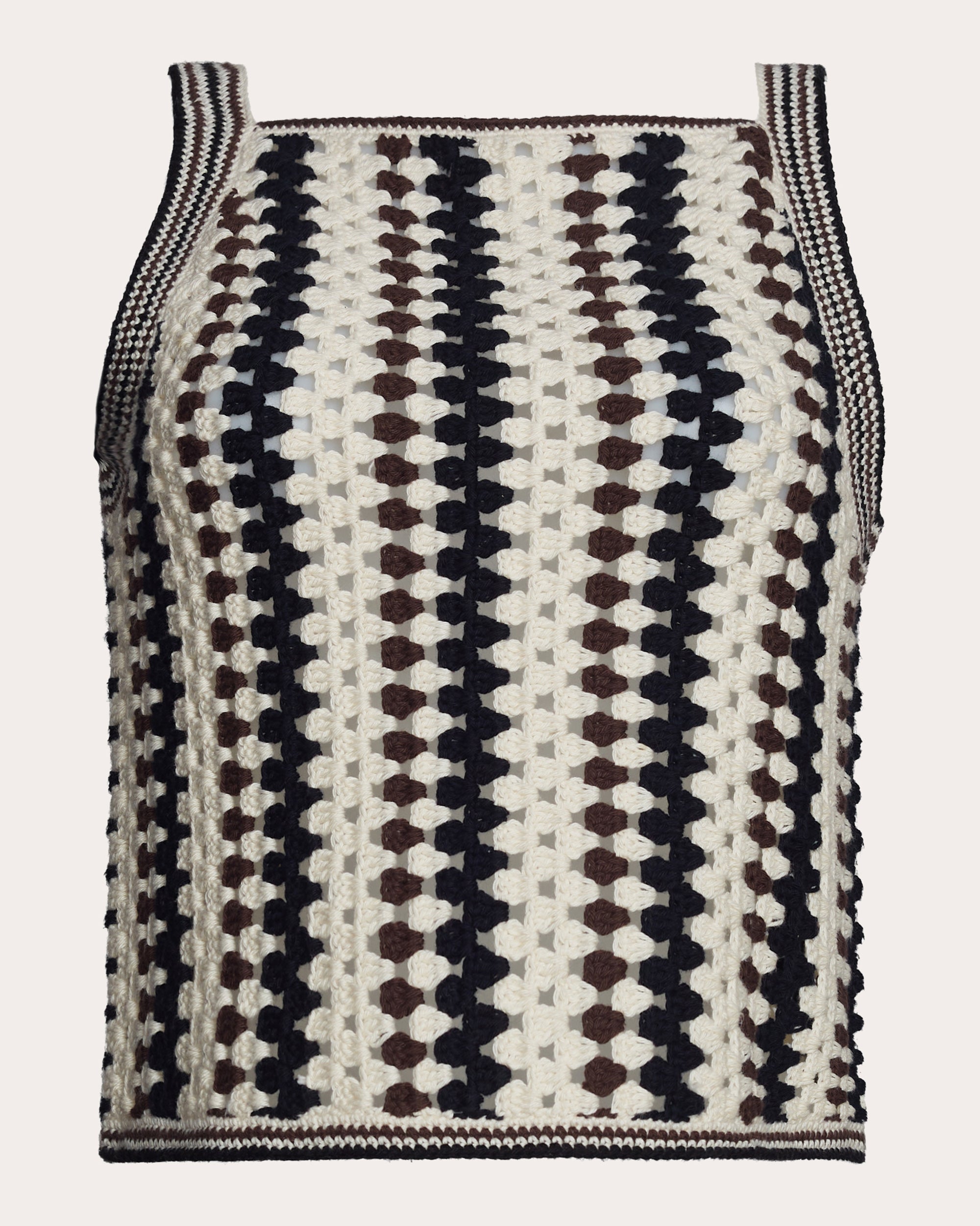 Kerry Striped Cotton Crochet Knit Top