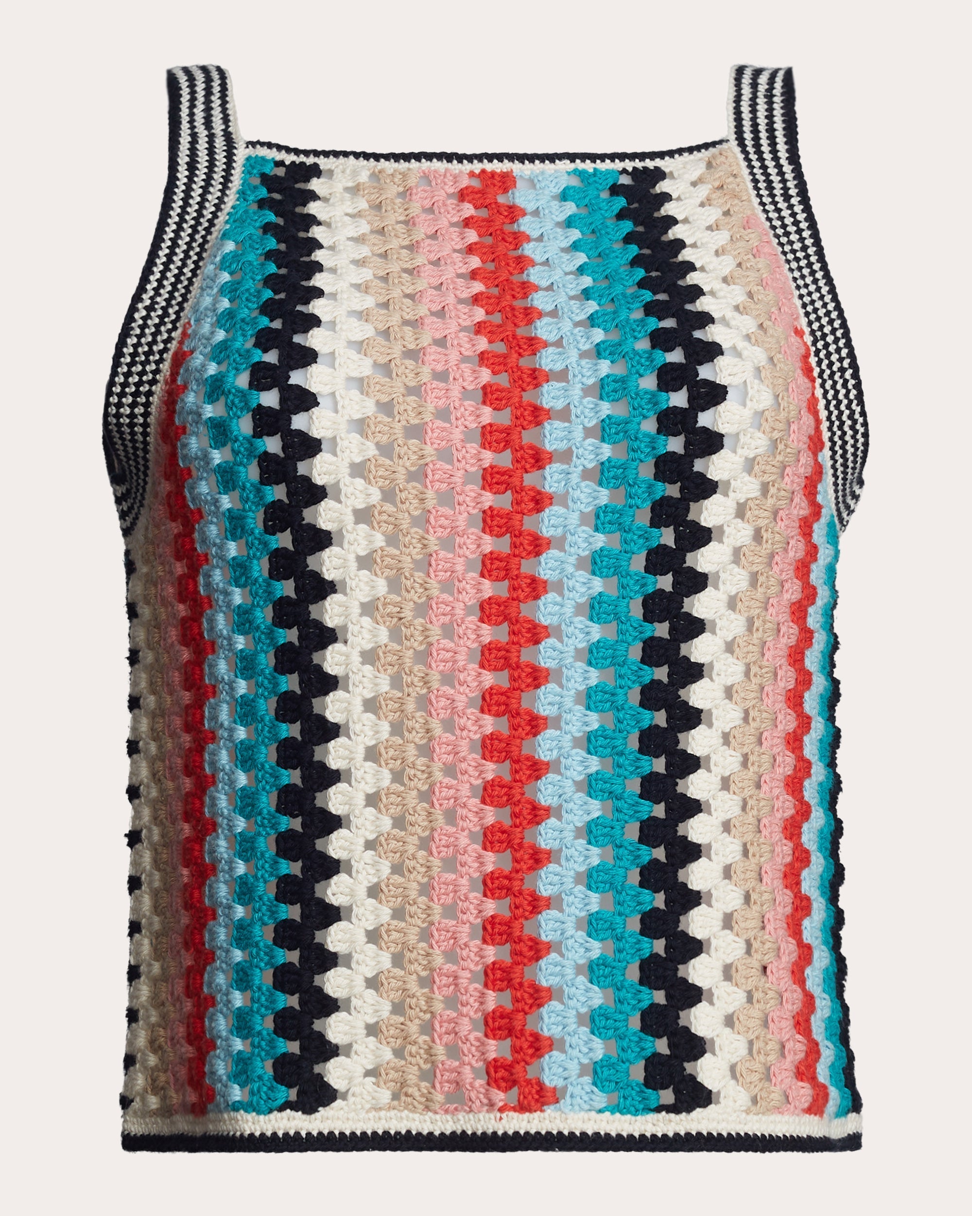 Kerry Striped Cotton Crochet Knit Top