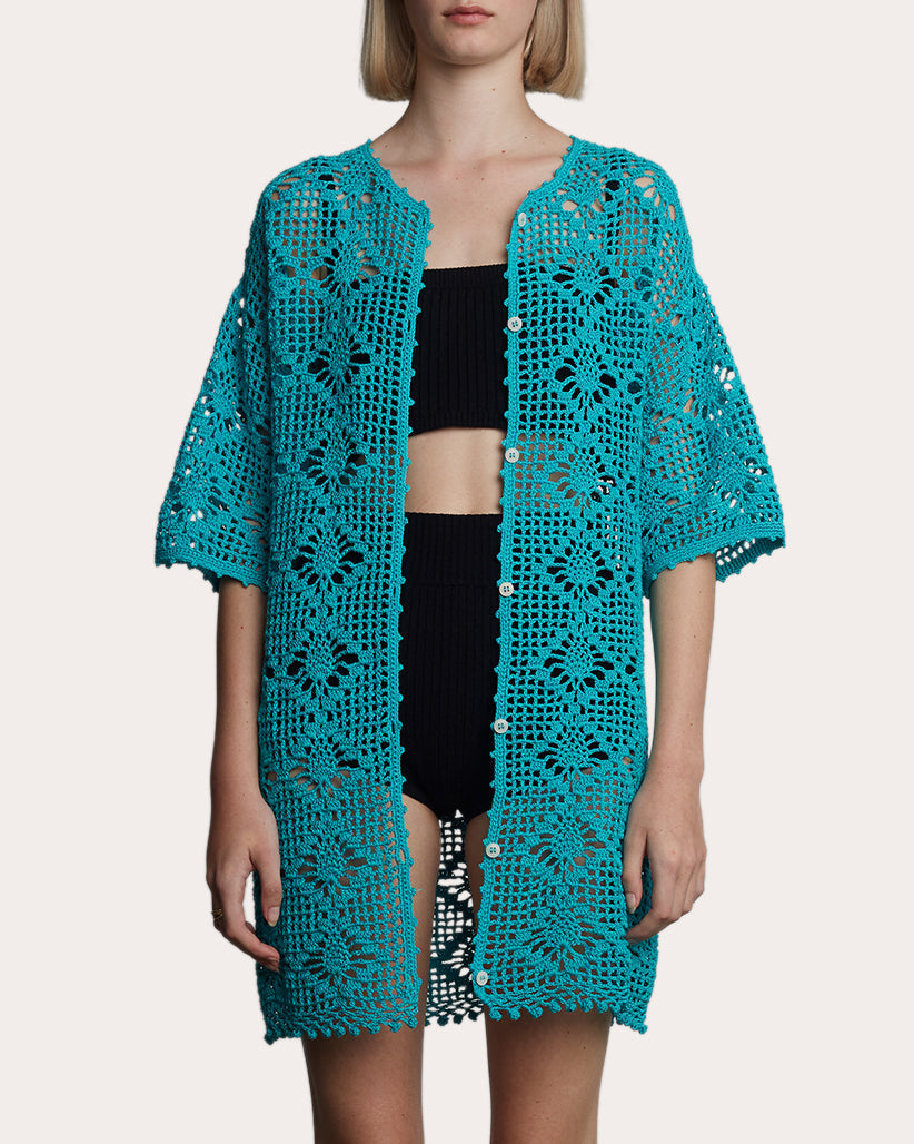 Violet Cotton Crochet Knit Tunic