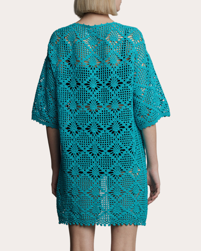 Violet Cotton Crochet Knit Tunic