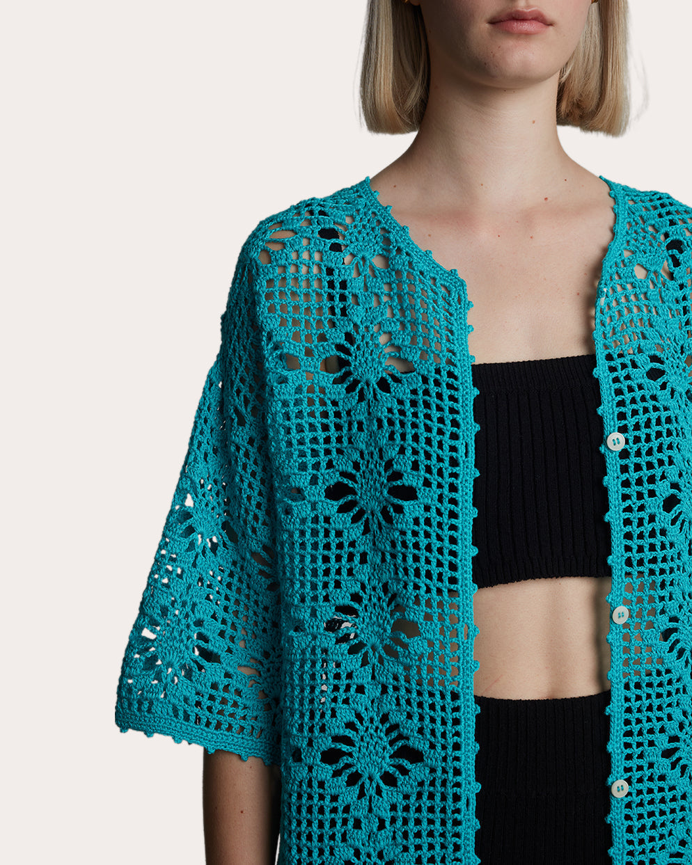 Violet Cotton Crochet Knit Tunic