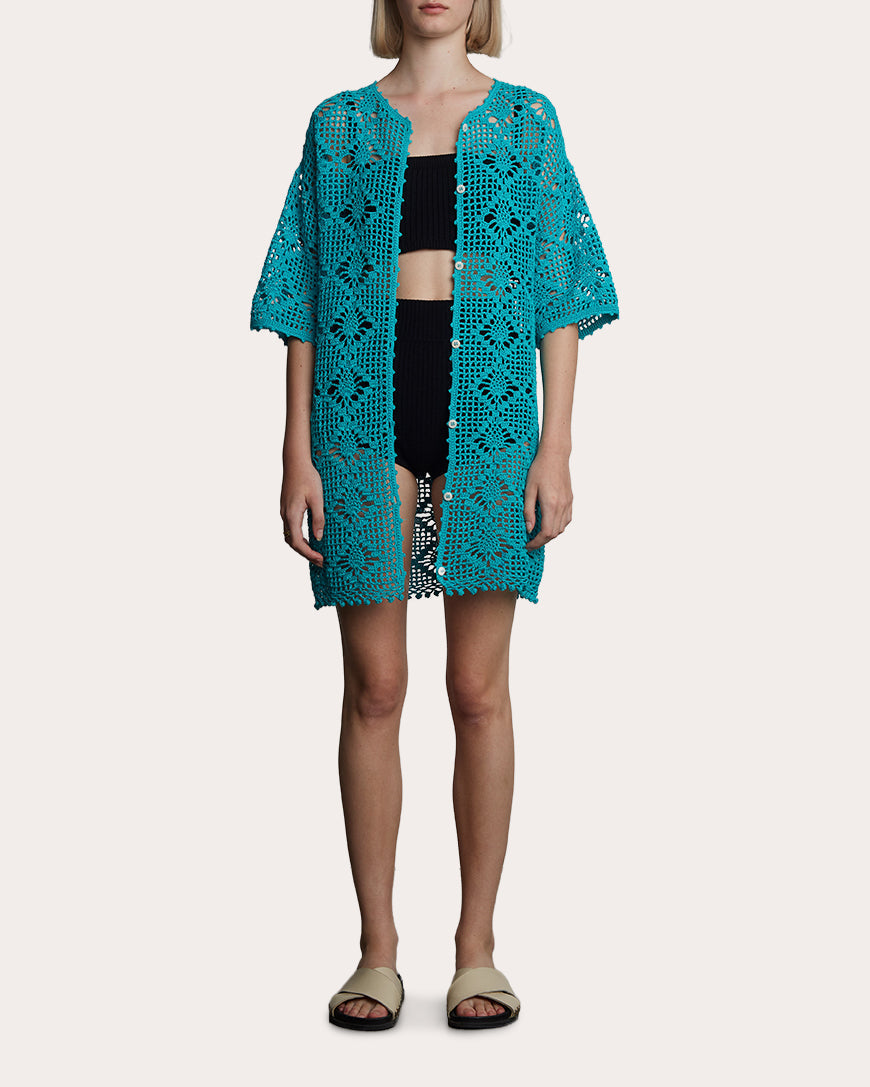 Violet Cotton Crochet Knit Tunic