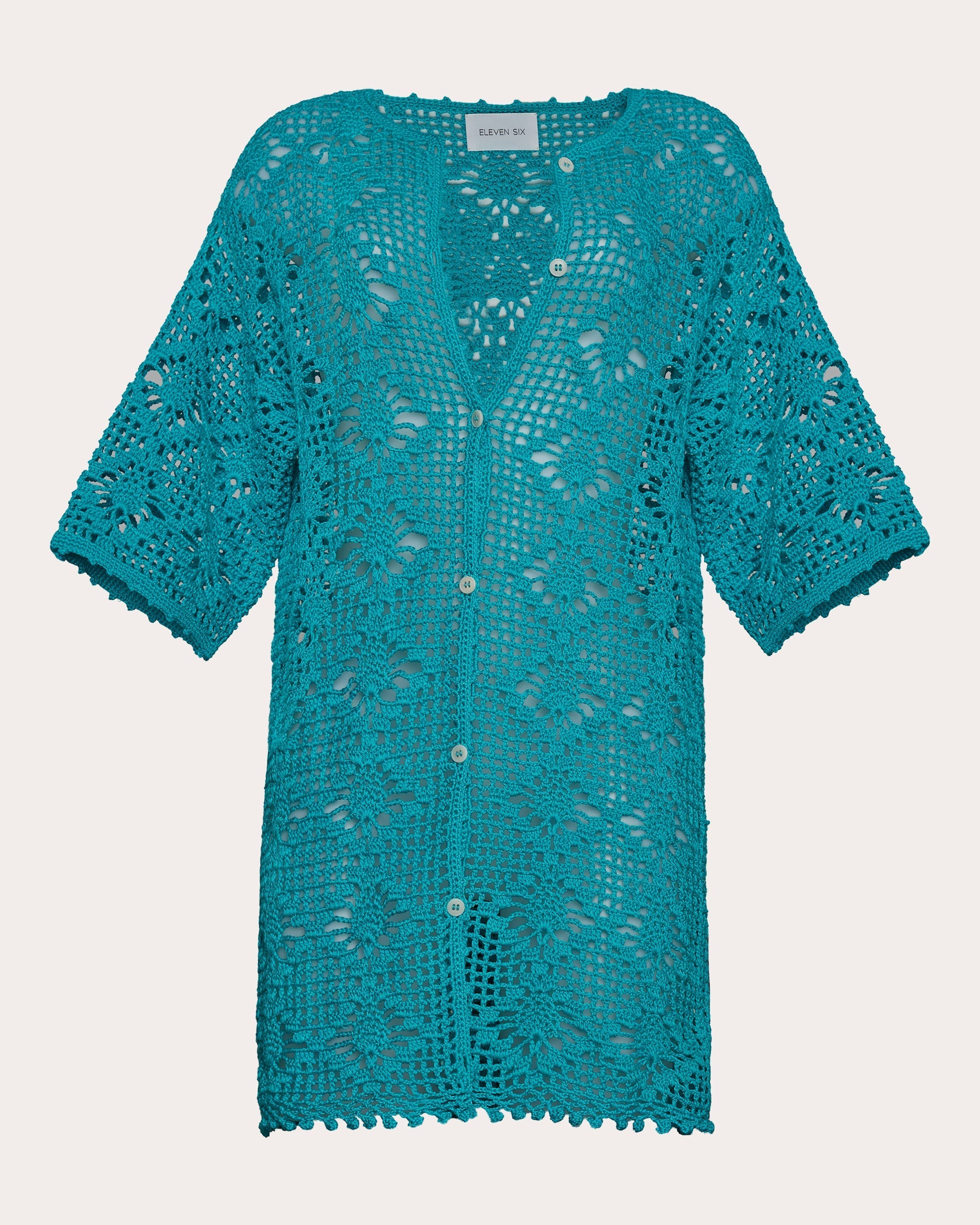 Violet Cotton Crochet Knit Tunic