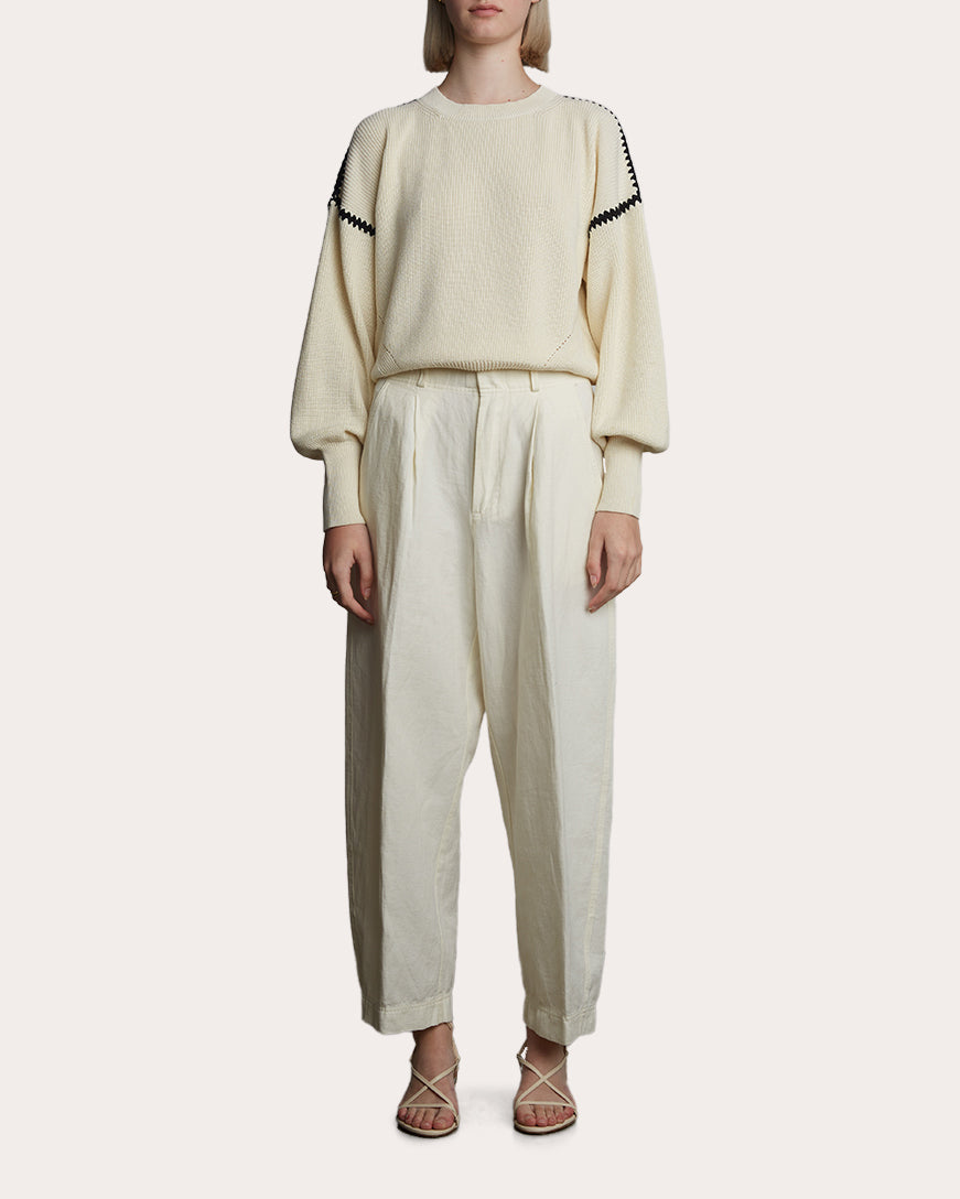 Layla Crochet-Trimmed Ribbed Cotton Sweater