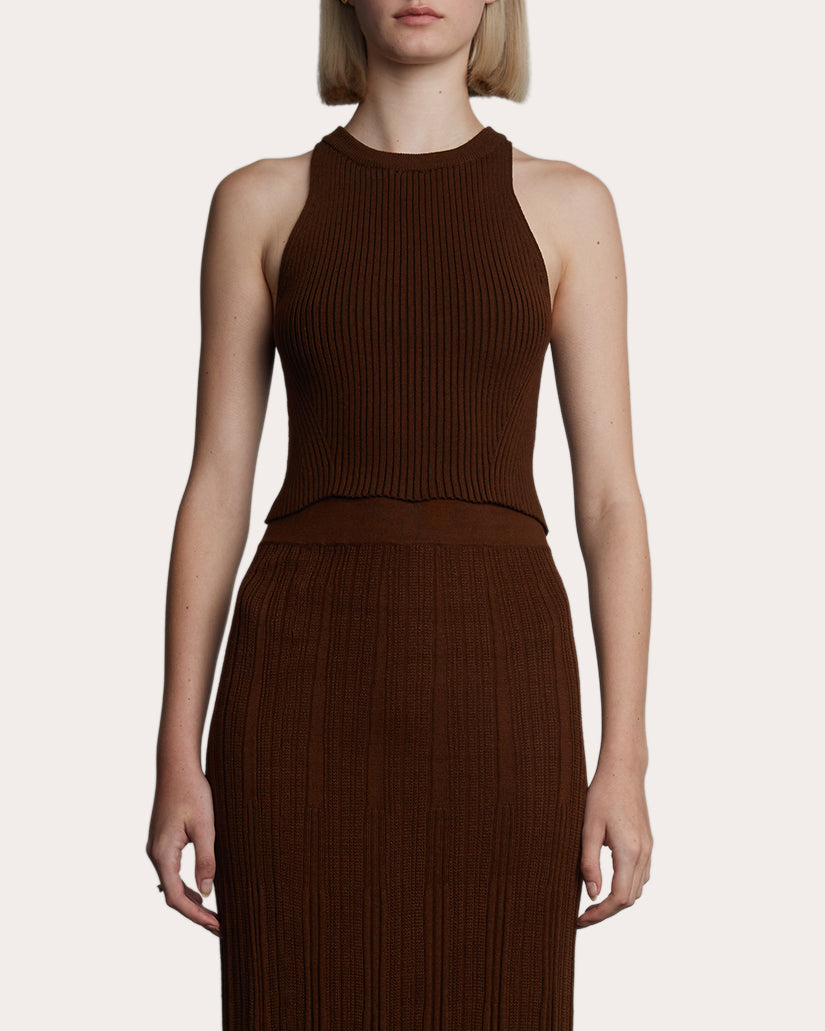 Tia Cropped Ribbed Cotton Top