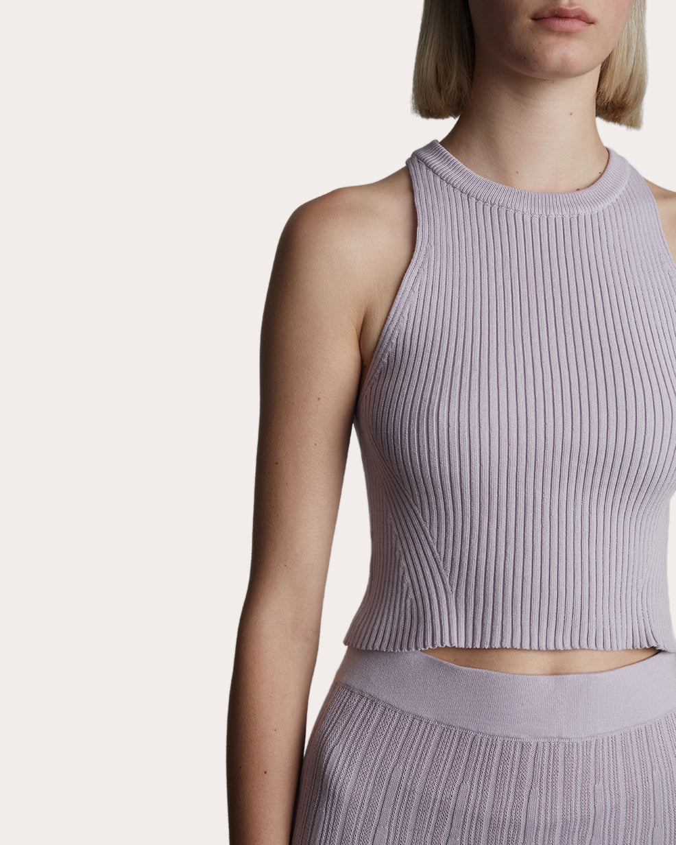 Tia Cropped Ribbed Cotton Top