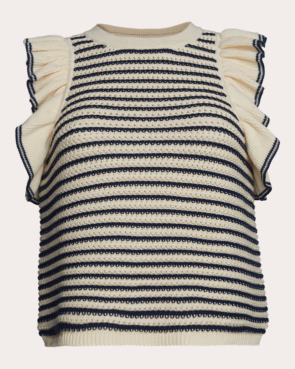 Viola Cropped Striped Ruffle-Trimmed Cotton Top