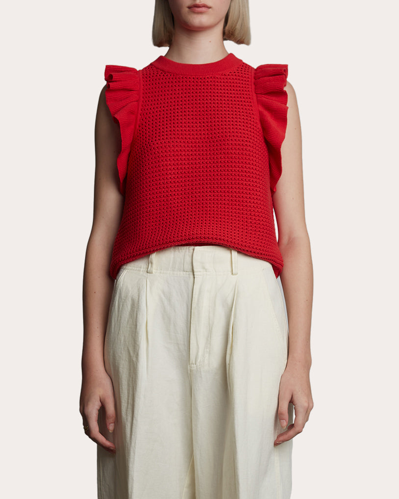 Viola Cropped Ruffle-Trimmed Cotton Top
