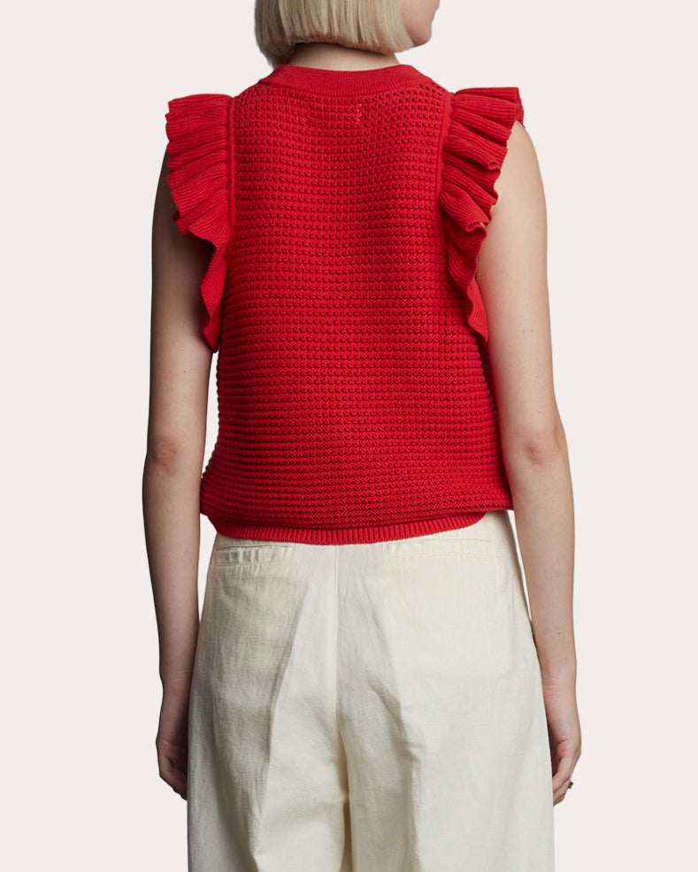 Viola Cropped Ruffle-Trimmed Cotton Top