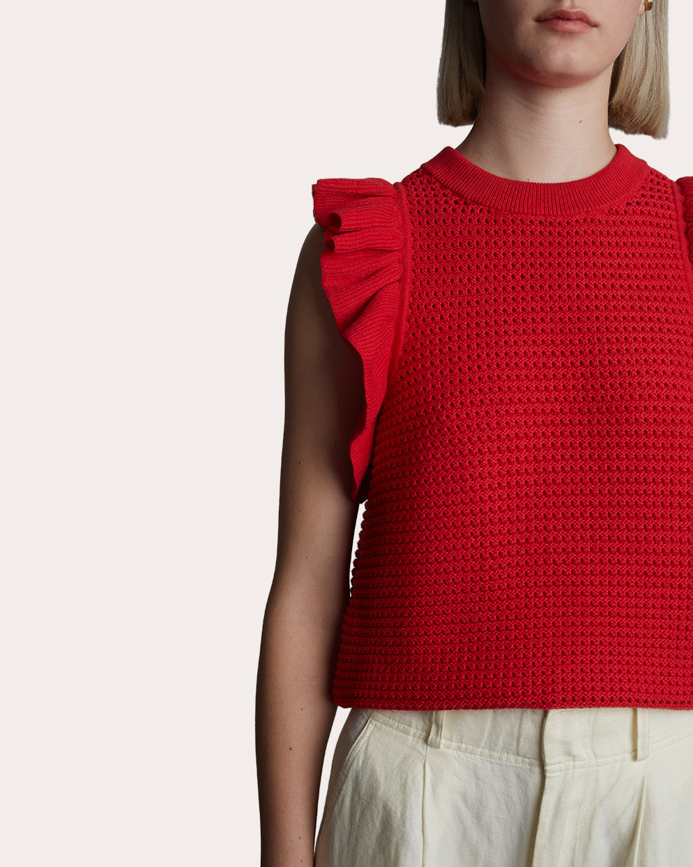 Viola Cropped Ruffle-Trimmed Cotton Top