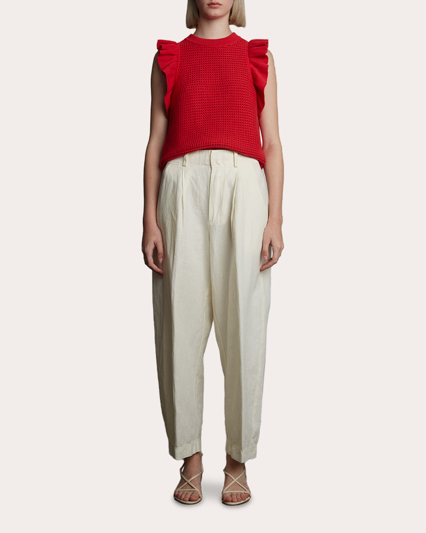 Viola Cropped Ruffle-Trimmed Cotton Top