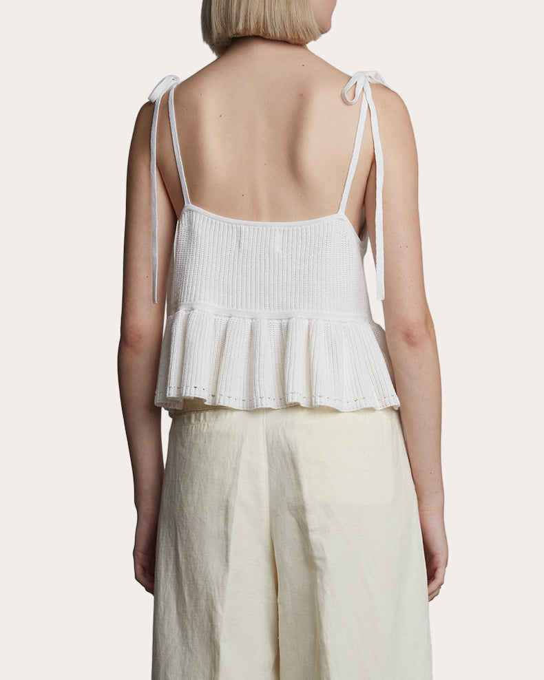 Mali Ribbed Cotton Knit Peplum Top