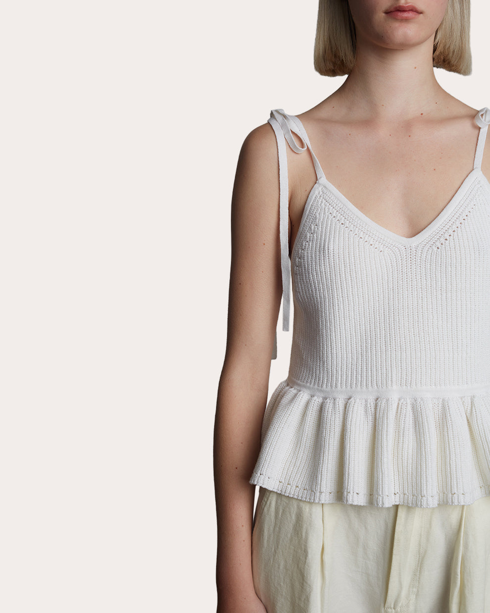 Mali Ribbed Cotton Knit Peplum Top