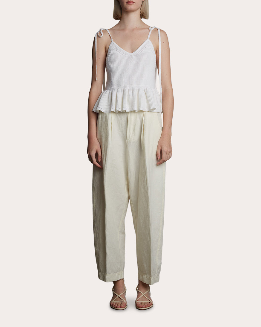 Mali Ribbed Cotton Knit Peplum Top