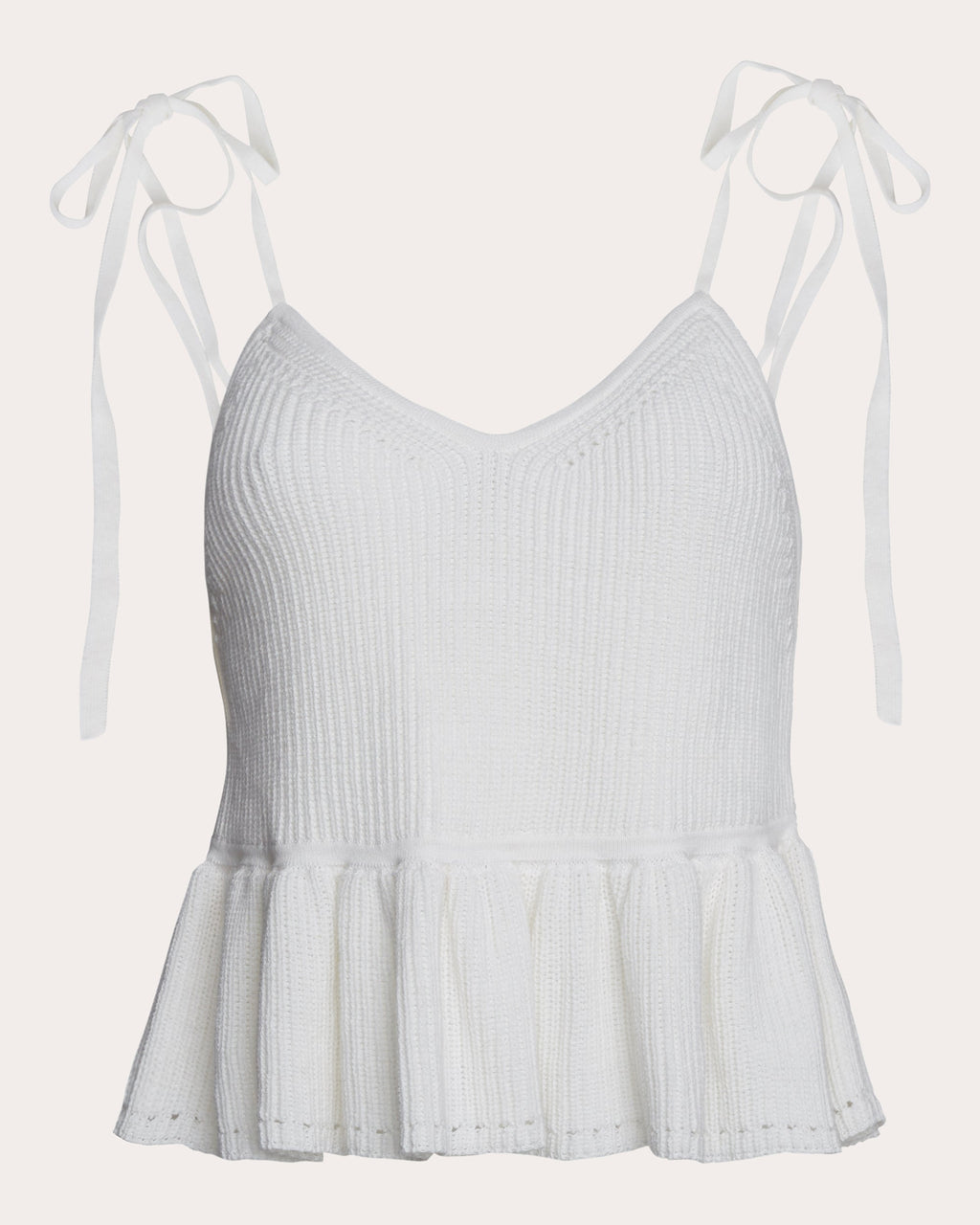 Mali Ribbed Cotton Knit Peplum Top
