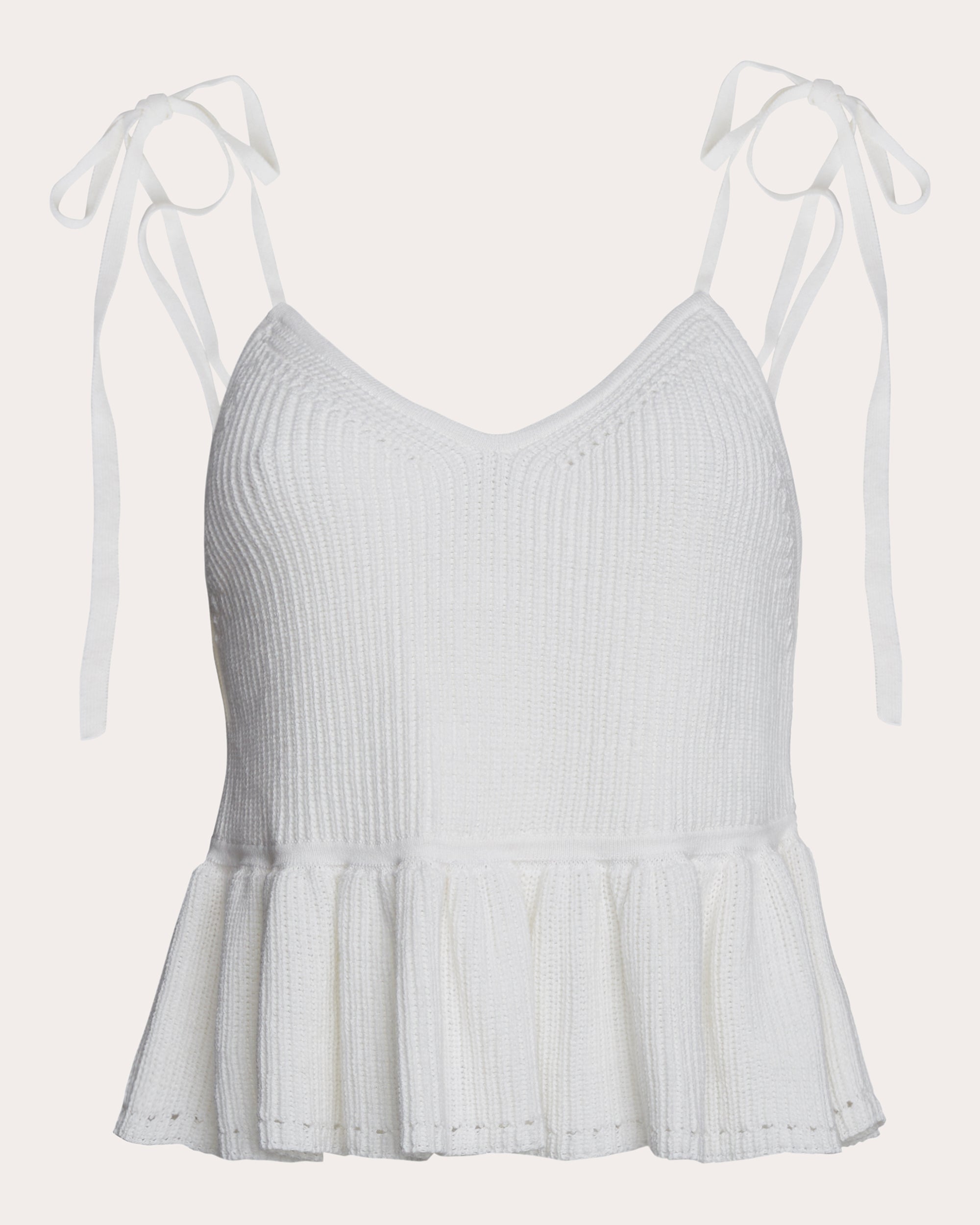 Mali Ribbed Cotton Knit Peplum Top