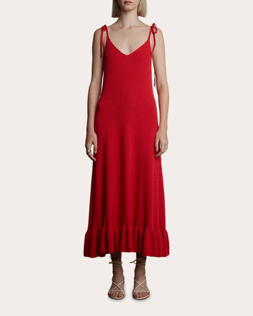 Ceclia Tiered Ribbed Cotton Midi Dress