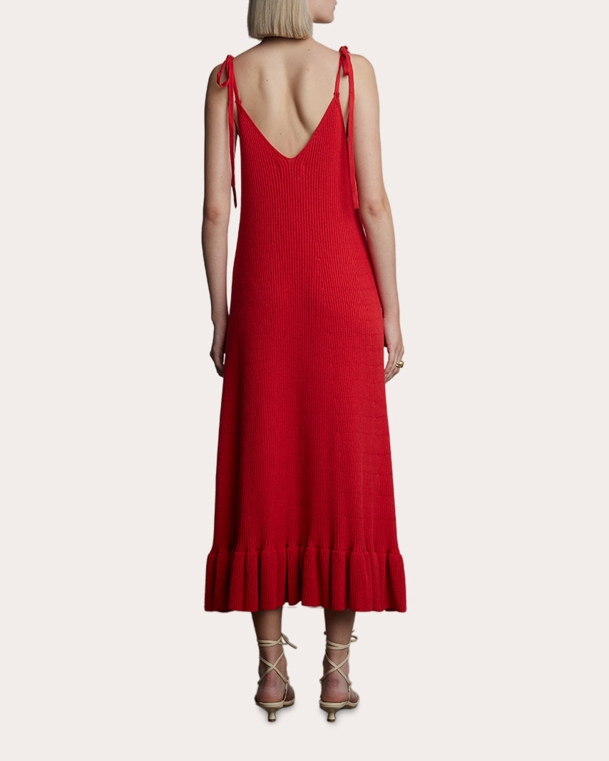 Ceclia Tiered Ribbed Cotton Midi Dress
