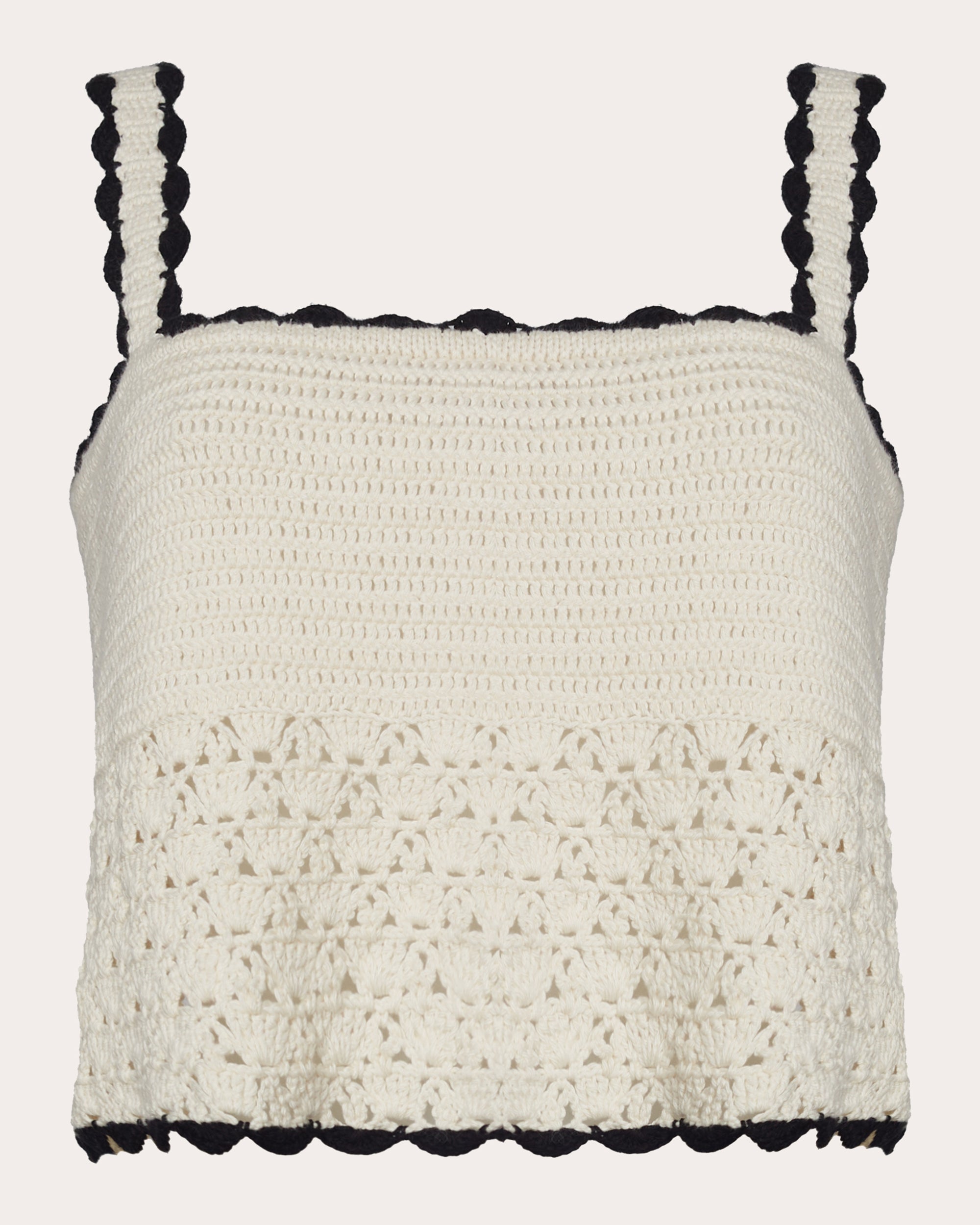 Caria Cropped Cotton Crochet Knit Top