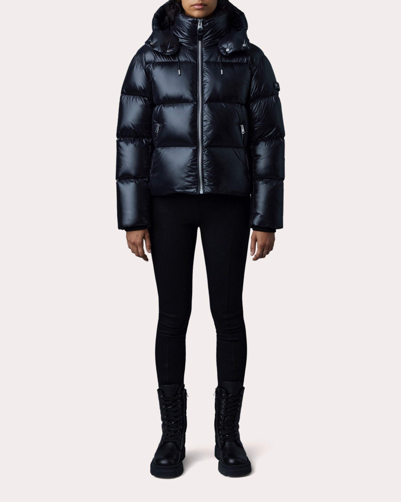 Evie Lustrous Light Hooded Down Jacket