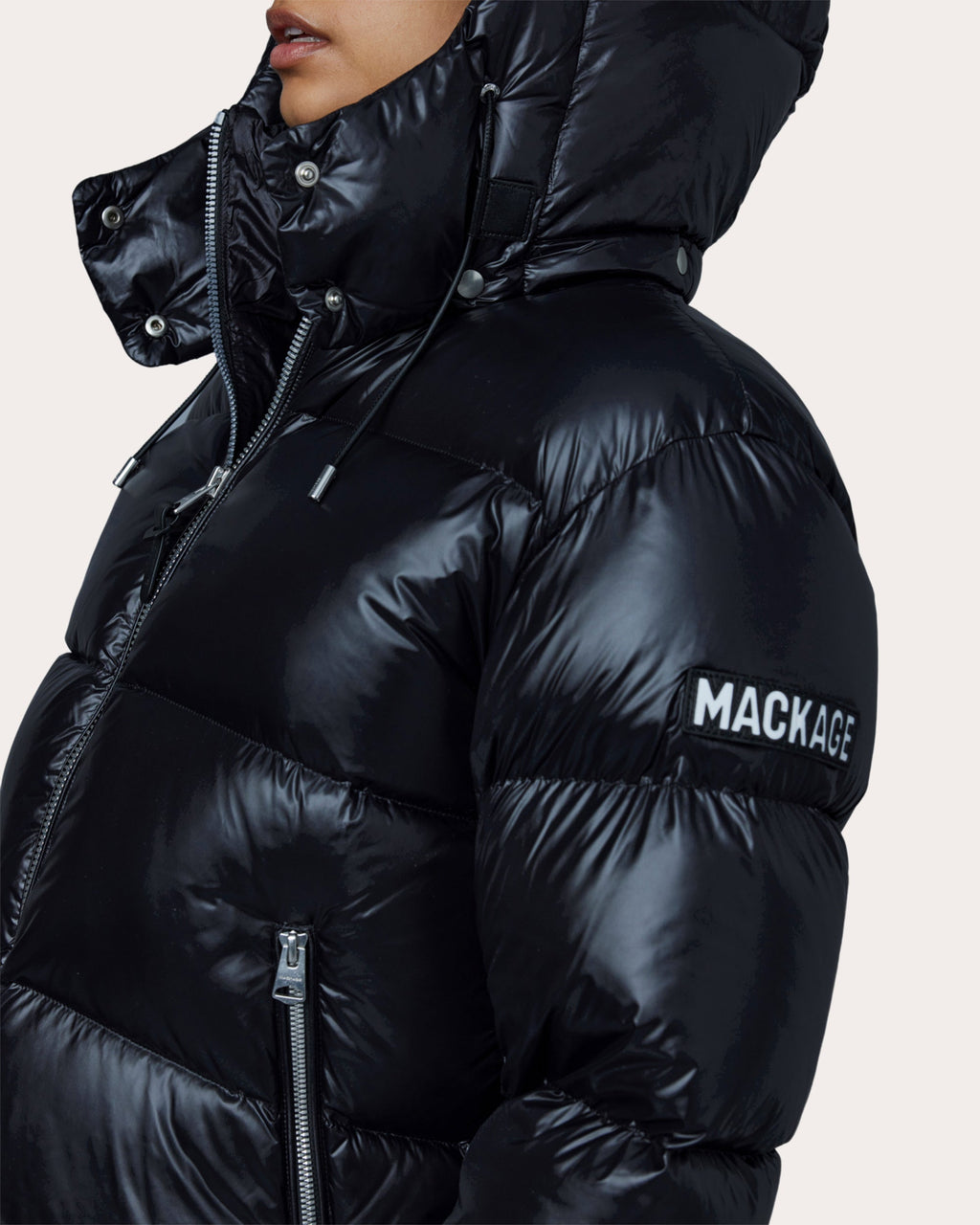 Evie Lustrous Light Hooded Down Jacket