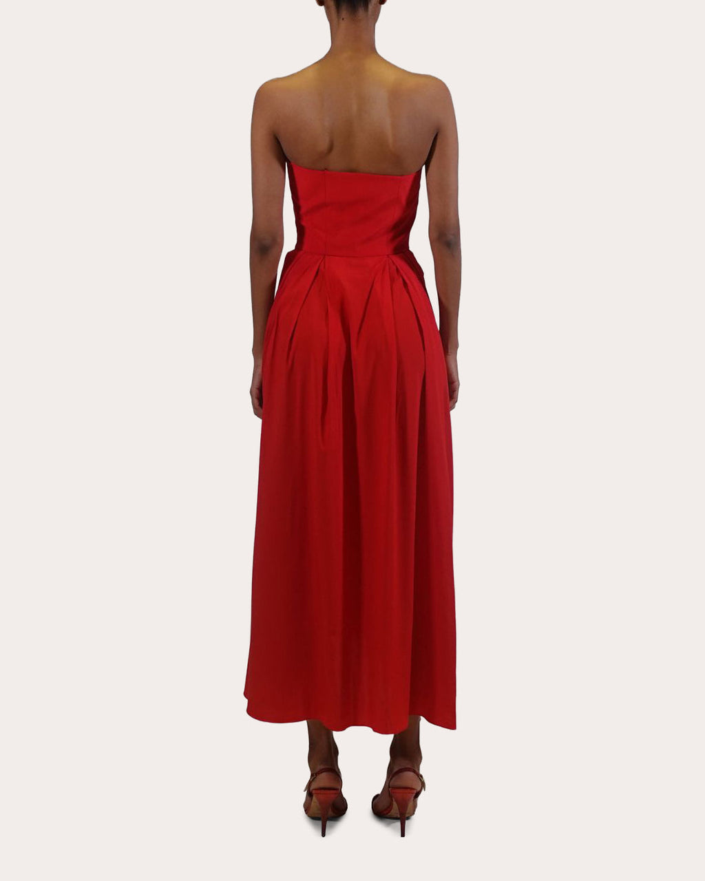 Ezra Silk Charmeuse Strapless Corset Midi Dress