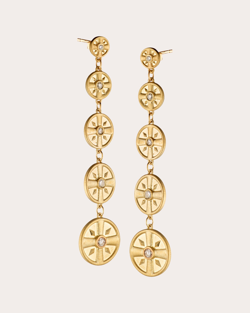 Eye of the Sun 14K Gold Diamond Earrings