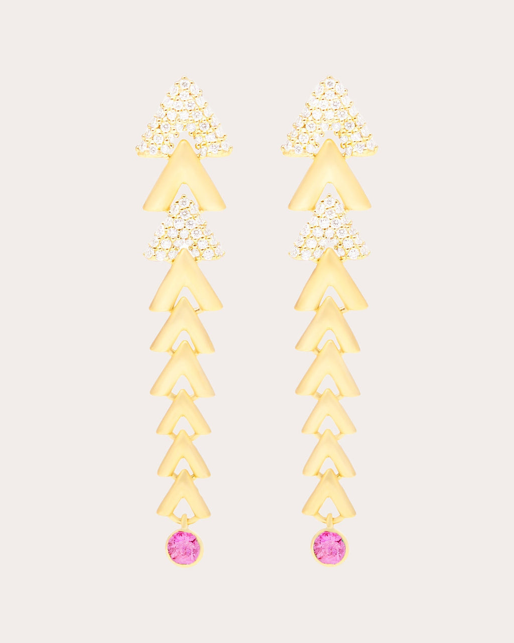 Spark 14K Gold Pink Sapphire Chevron Link Earrings