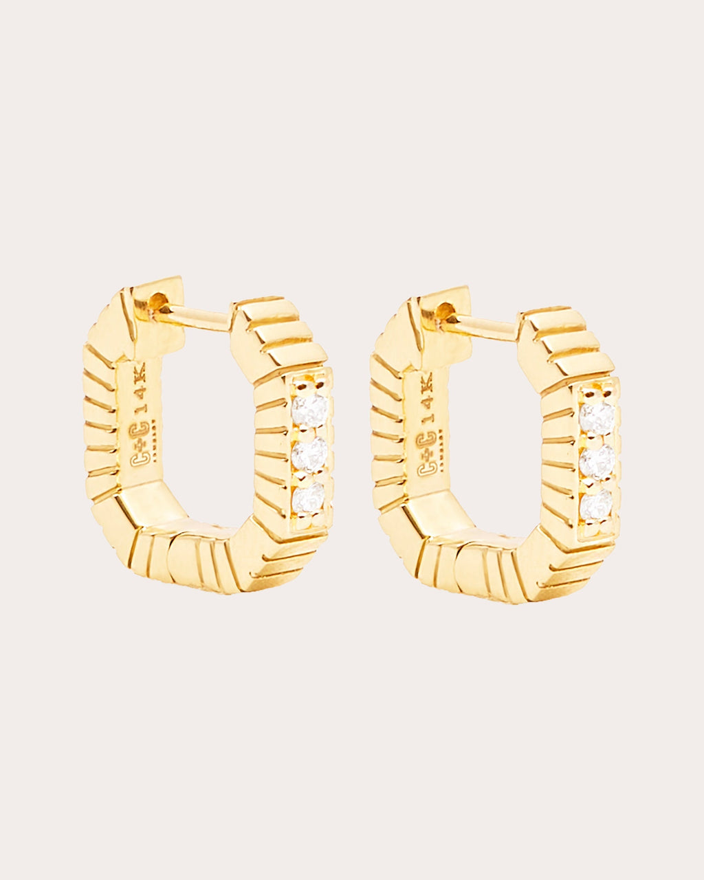 Spark 14K Gold Diamond Octagon Huggie Earrings