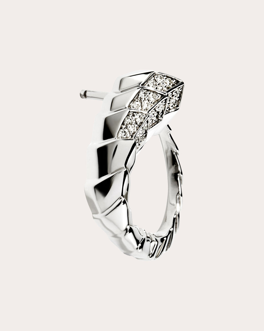 Stairway Rhodium-Plated Sterling Silver Diamond Single Earring