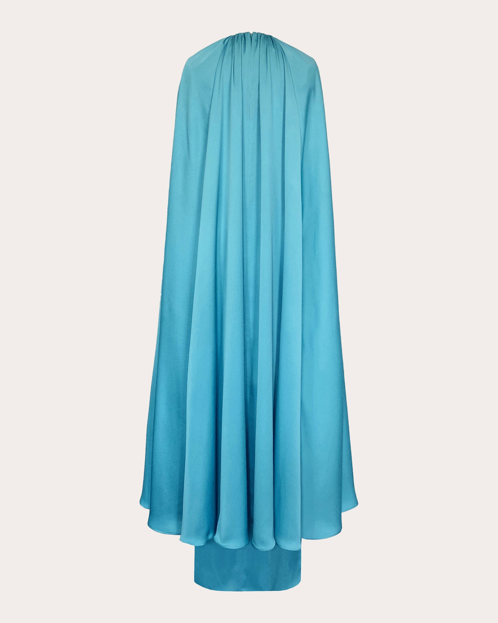 Mercury Belted Cape-Effect Crinkled-Satin Gown