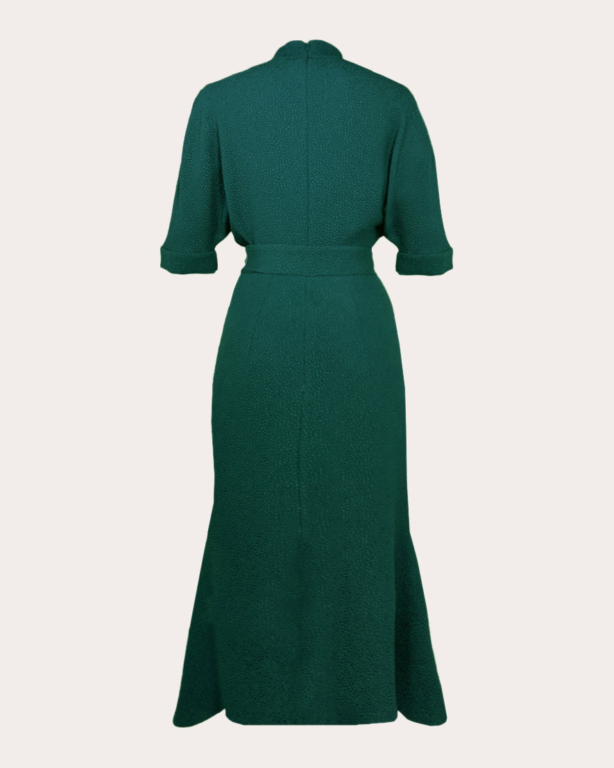Pandora Belted Textured-Jacquard Midi Dress