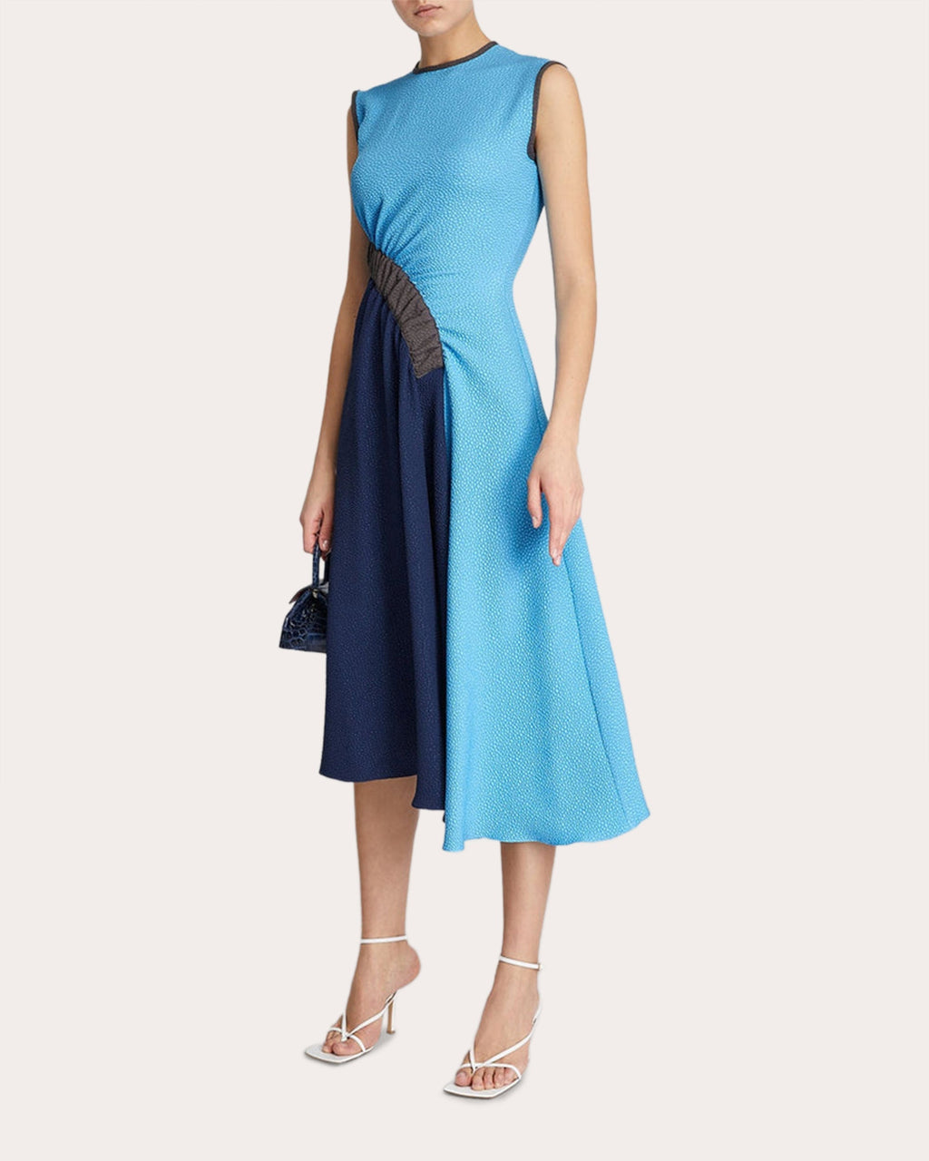 Pina Ruched Textured-Jacquard Midi Dress
