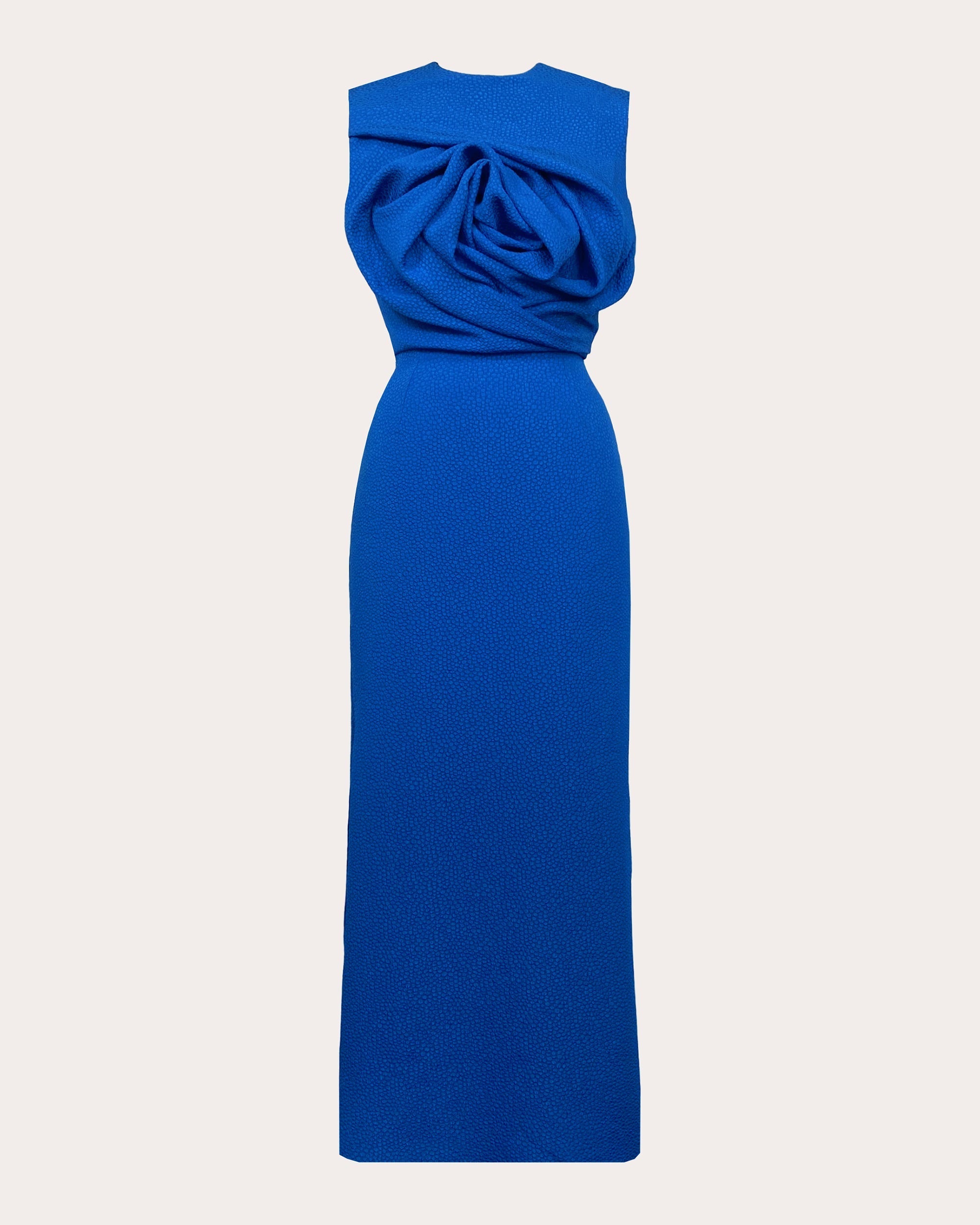 Aphrodite Draped Textured-Jacquard Midi Dress