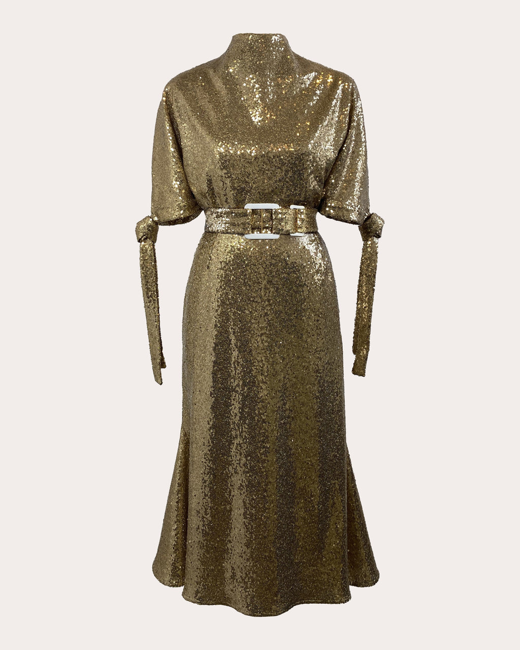 Pedernal Belted Sequined Midi Dress