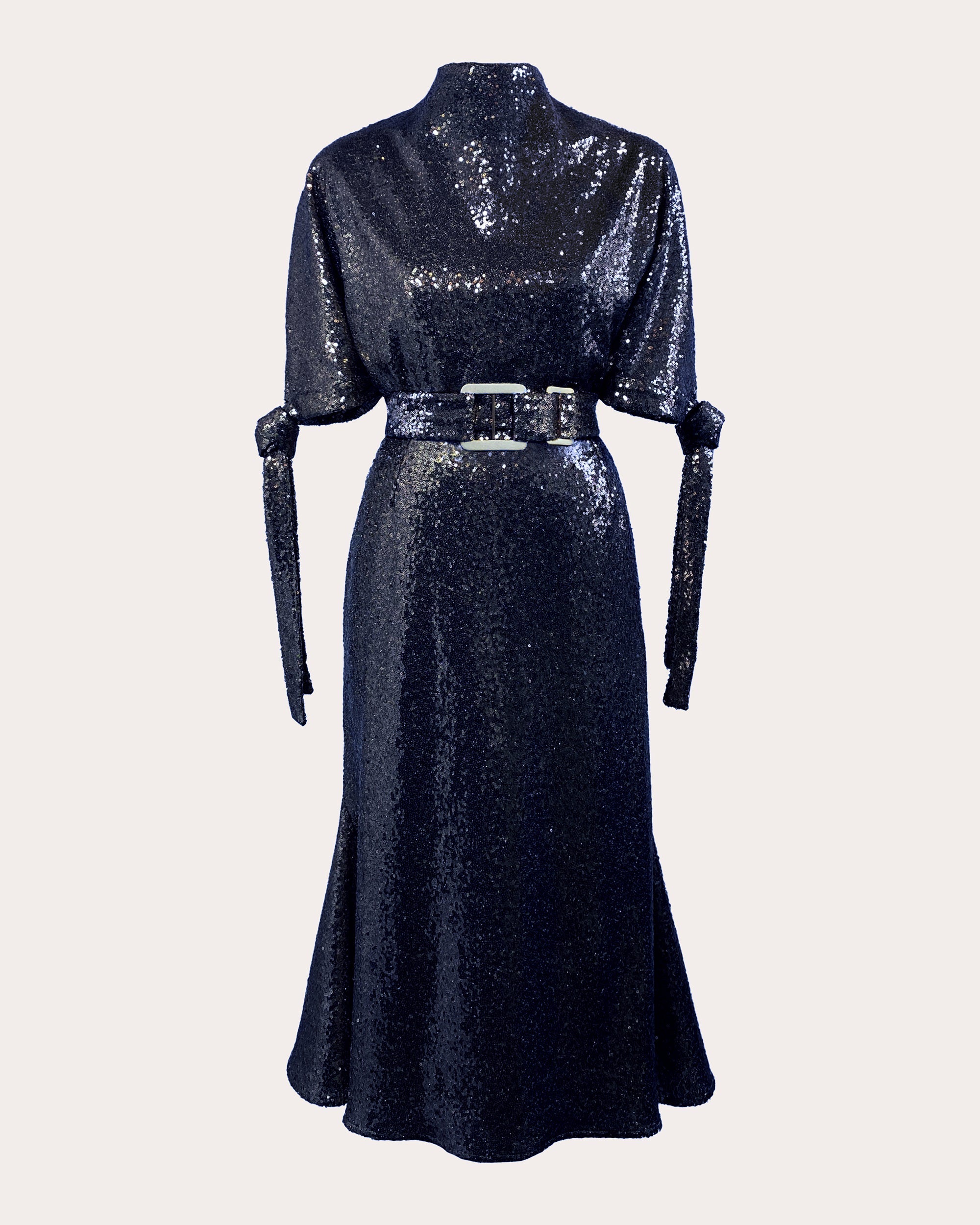 Pedernal Belted Sequined Midi Dress