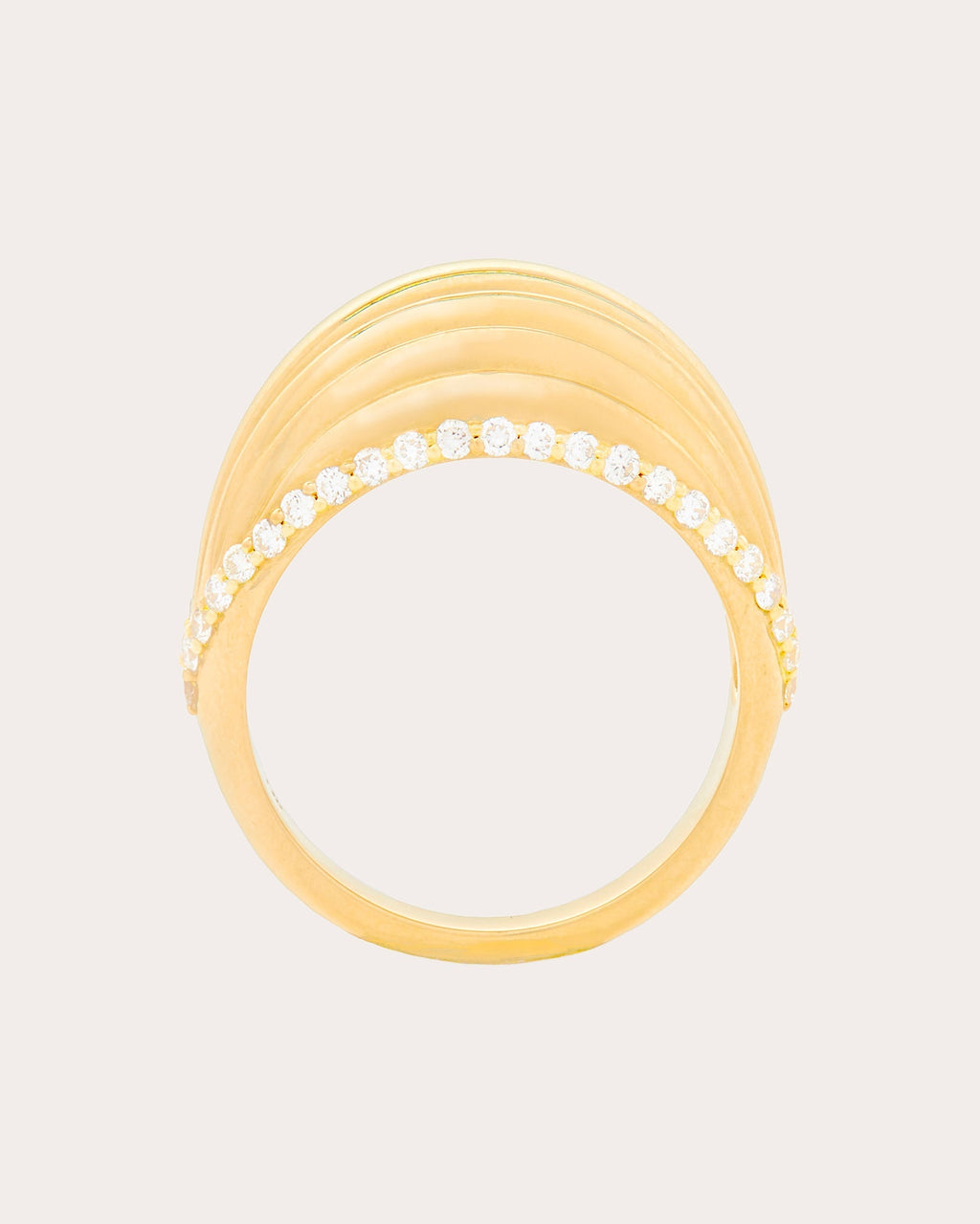 Edge 14K Gold Diamond Ribbed Dome Ring