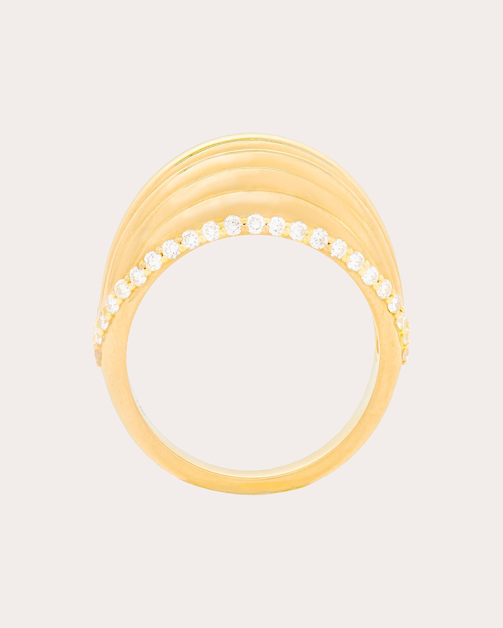 Edge 14K Gold Diamond Ribbed Dome Ring