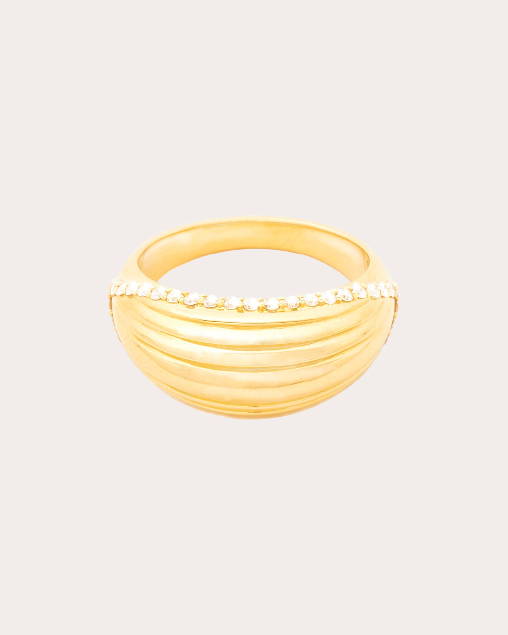 Edge 14K Gold Diamond Ribbed Dome Ring