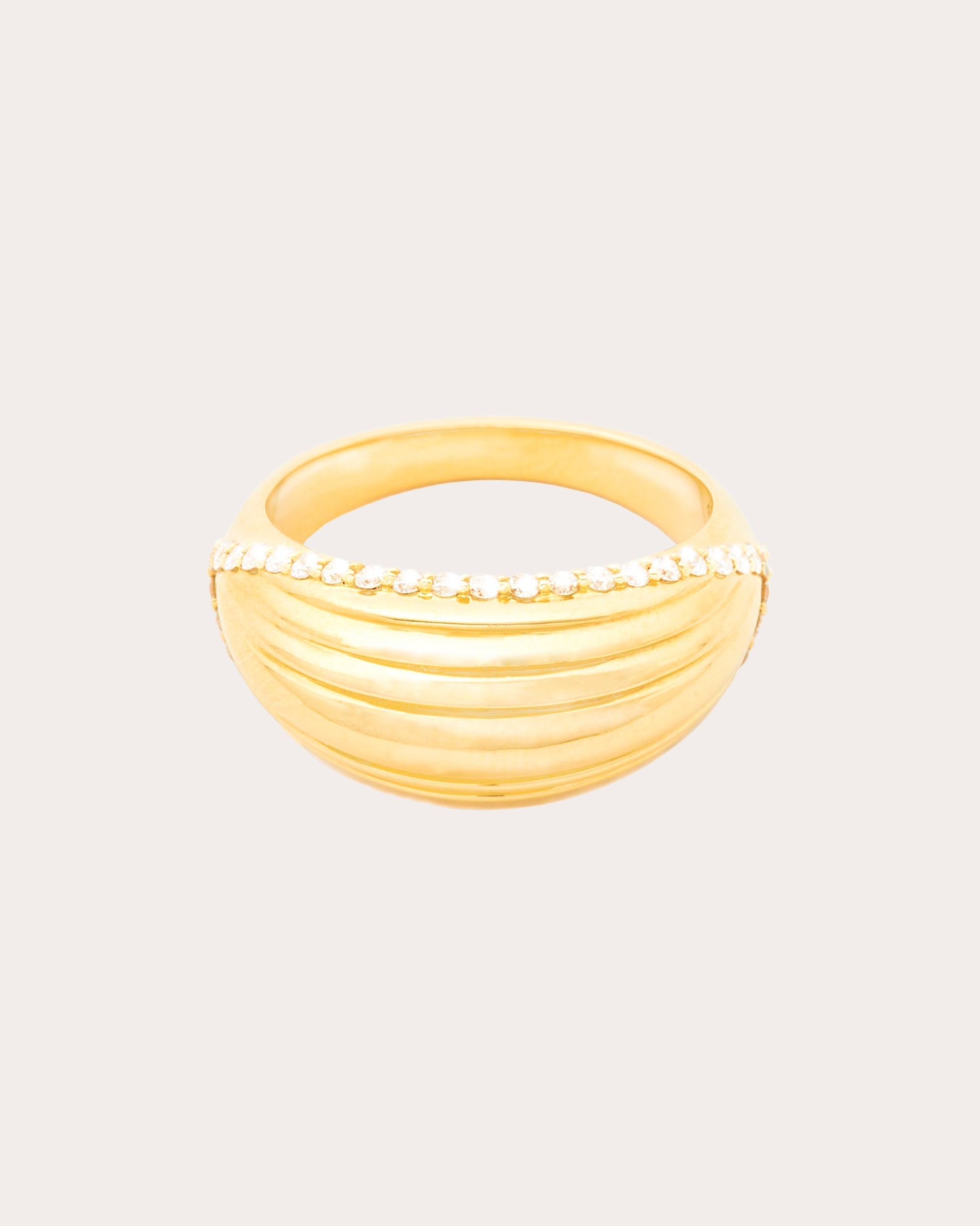 Edge 14K Gold Diamond Ribbed Dome Ring