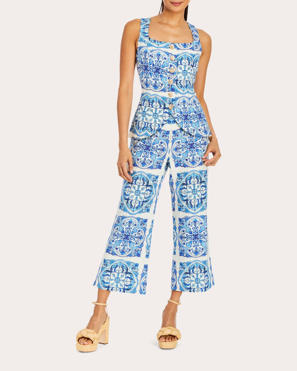 Elena Printed Tailored Vest Top