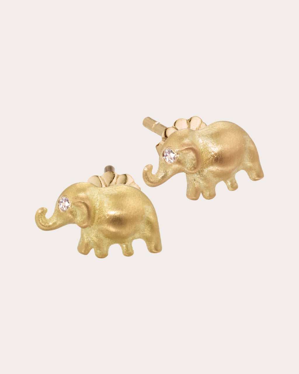 Elephant 18K Gold Diamond Stud Earrings