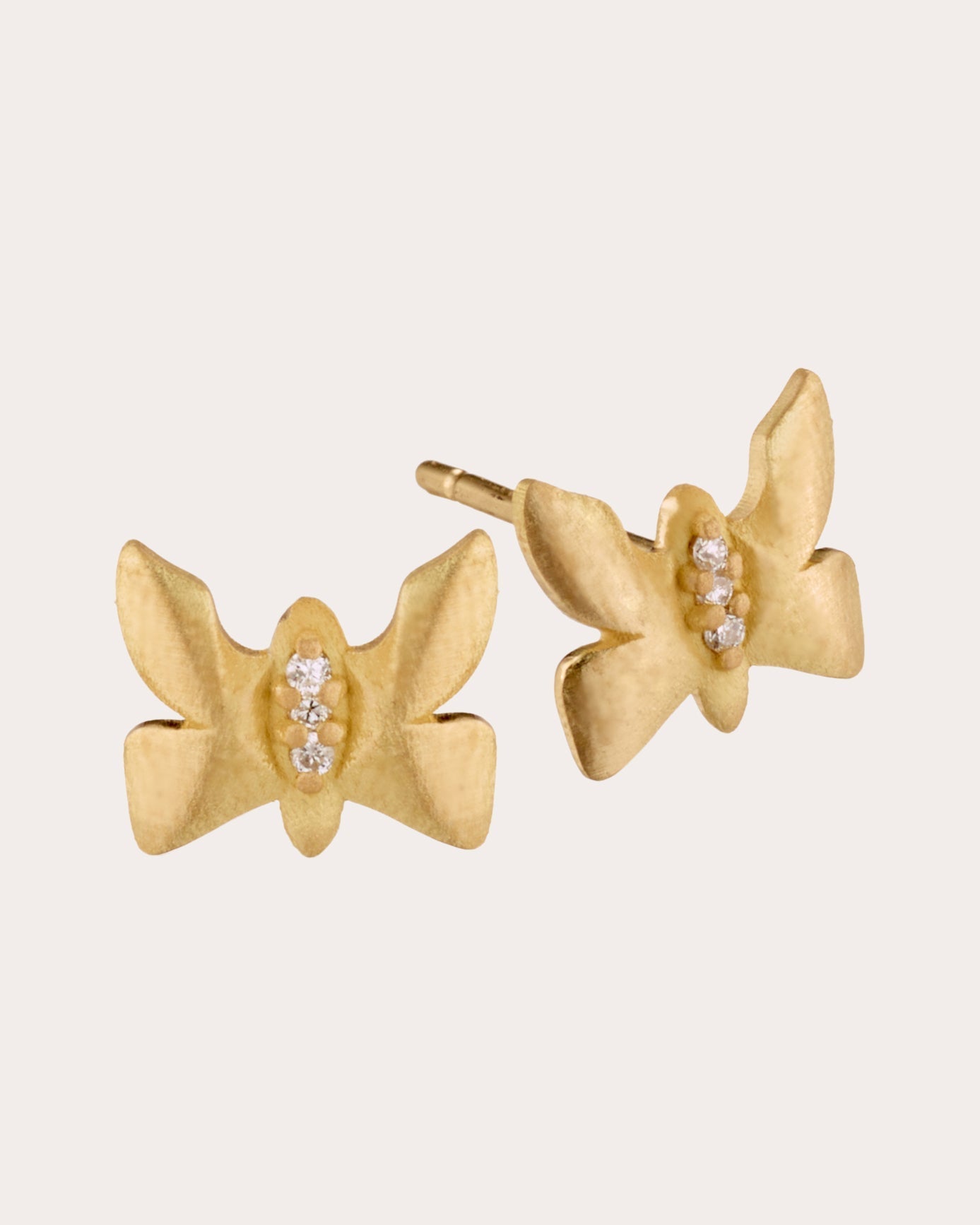 Butterfly 18K Gold Diamond Stud Earrings