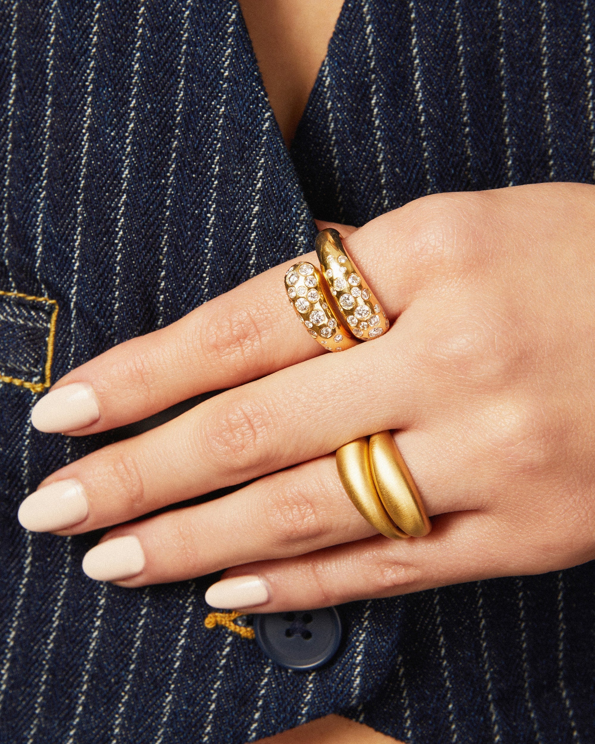 Fairy Dust 18K Gold Diamond Bypass Ring