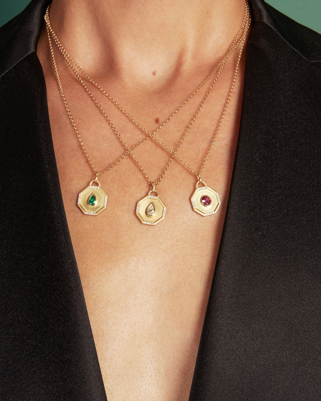 Fairy Dust 18K Gold Tourmaline and Diamond Pendant Necklace