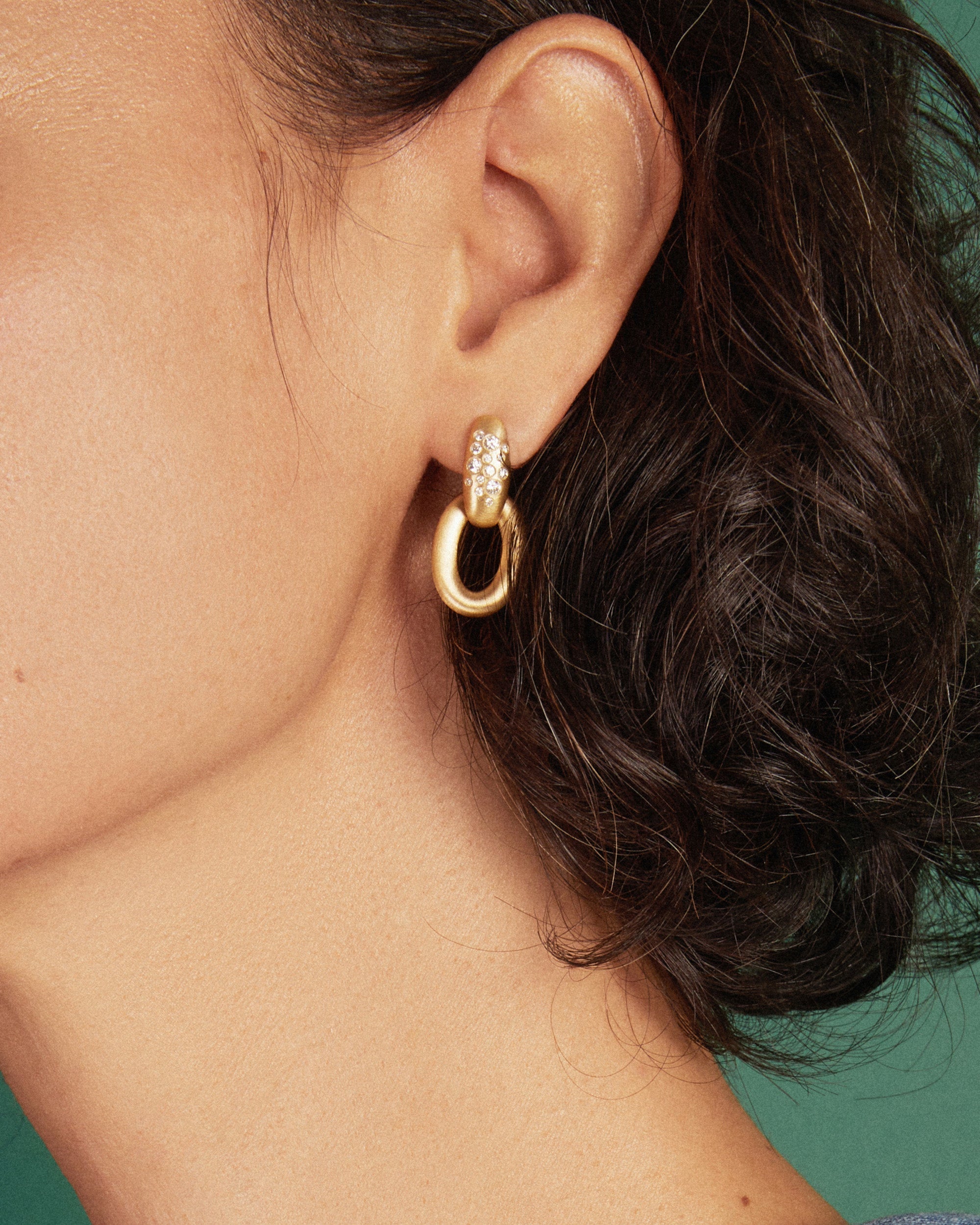 Shield 18K Gold Diamond Earrings