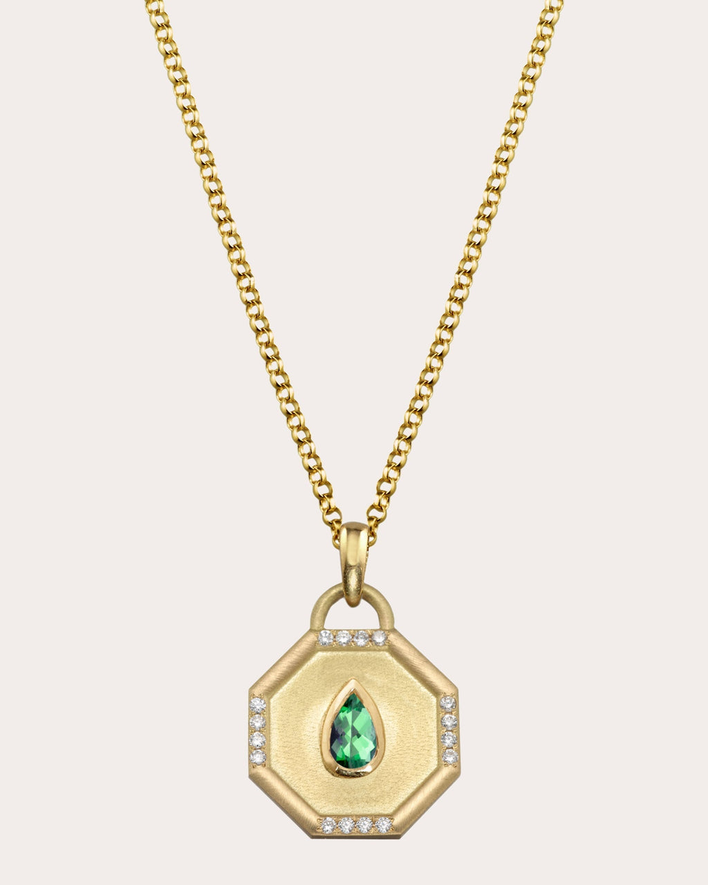 Fairy Dust 18K Gold Emerald and Diamond Pendant Necklace